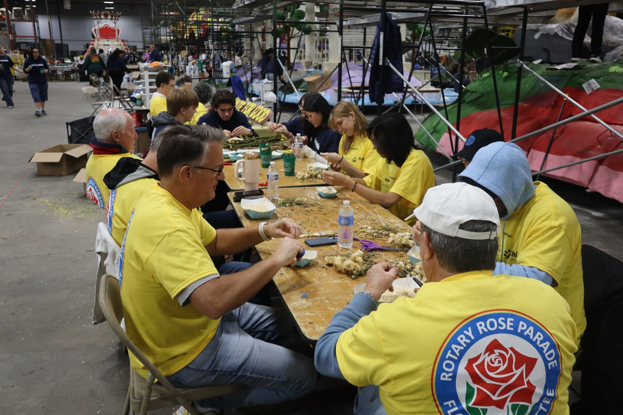Decorating the Rotary Rose Parade float, frame 16