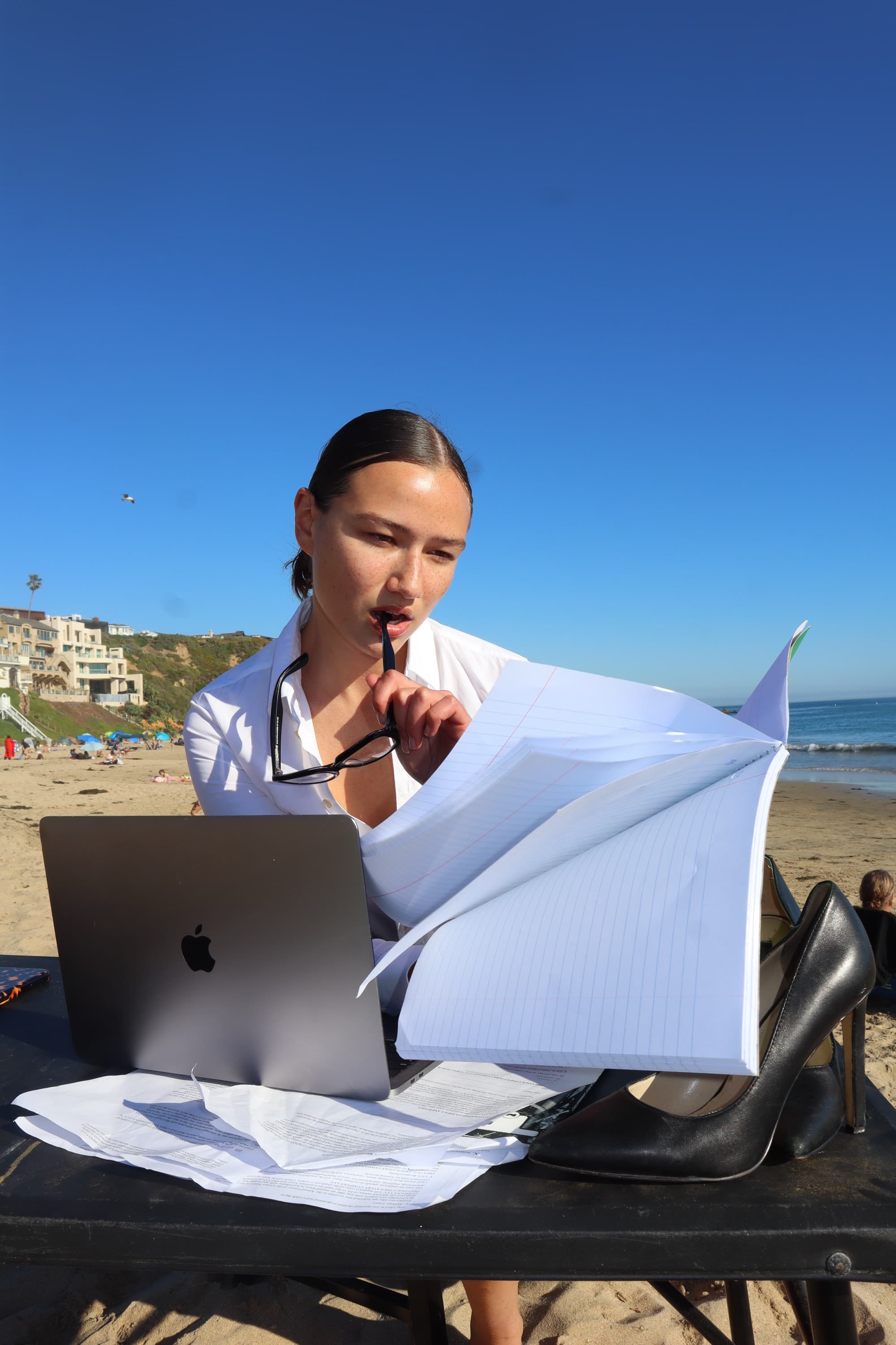 Alyssa Lowry on the beach, frame 1