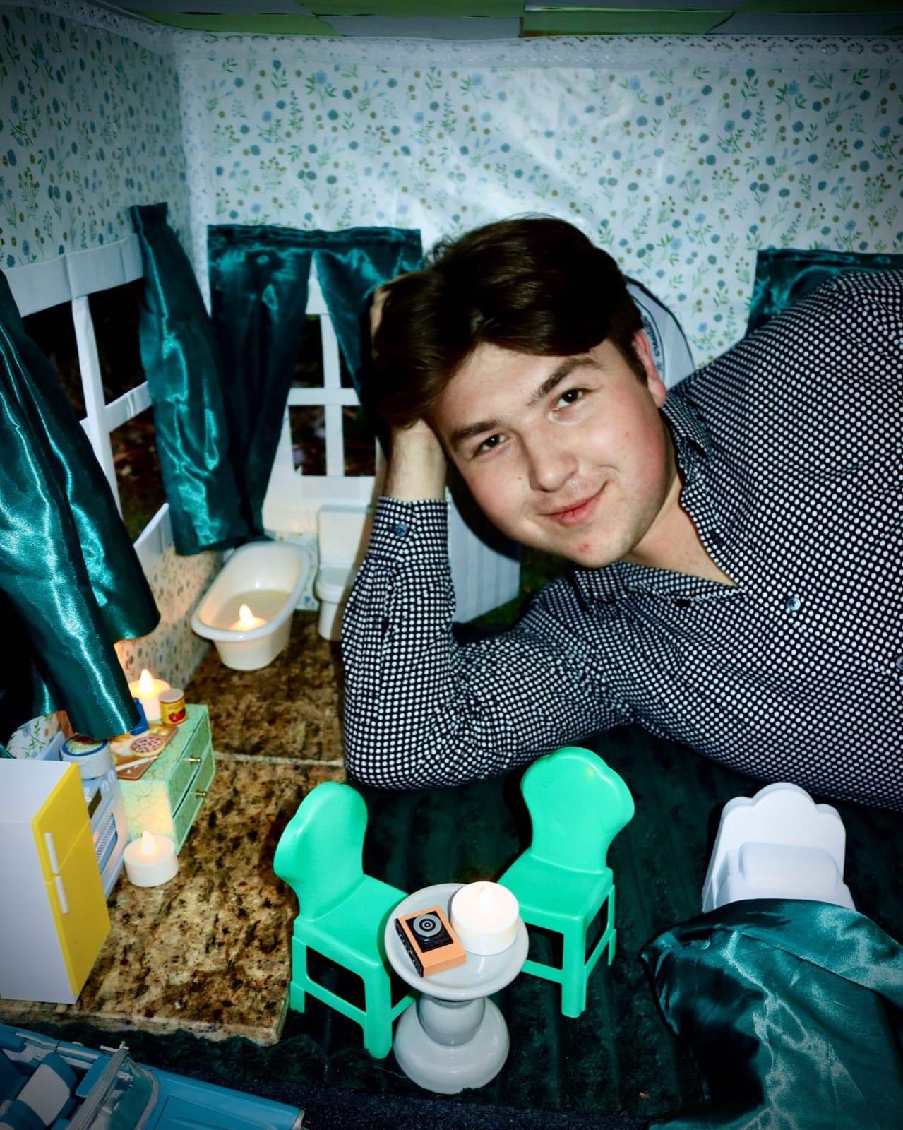 Gregory Ferraro inside the house he built for the GF Creative House launch shoot · 06